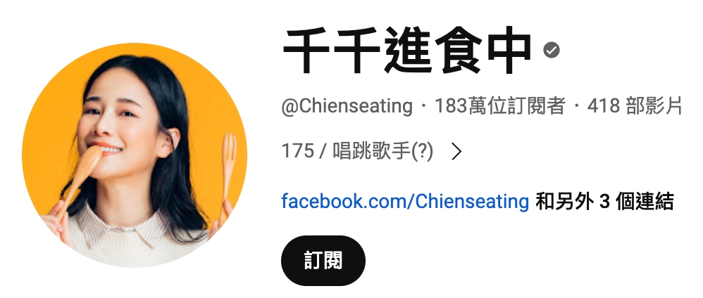 美食 youtuber 排名 1 千千進食中